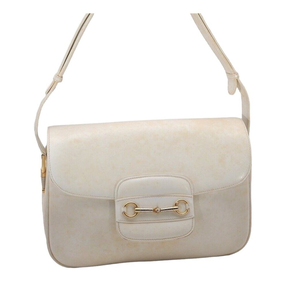 Gucci Ivory Leather 1955 Horse-bit Shoulder Bag with Two-tone Hardware